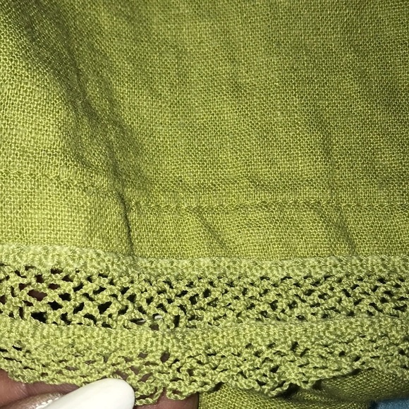 TERRAMODA crop crocheted details vintage pants chartreuse size M - Picture 3 of 12